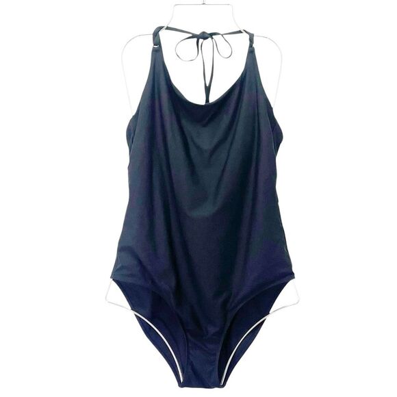 Athleta Keyhole One Piece Swimsuit Black Size MT Medium Tall UPF 50 Bathing Suit - Picture 2 of 14